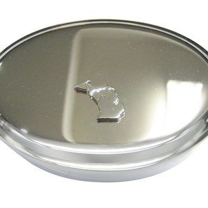 Michigan State Map Shape Oval Trinket Jewelry Box